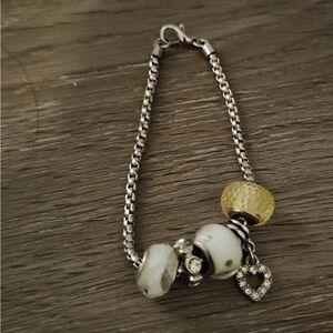 Elegant Silver and Yellow Charm Bracelet